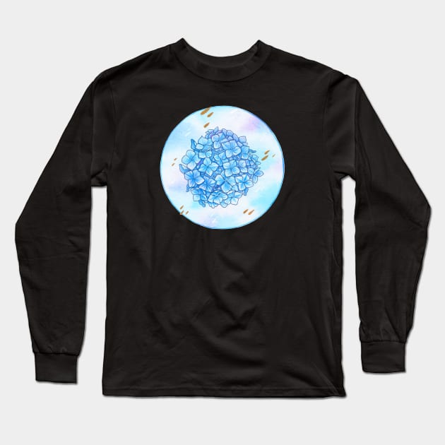 Blue hydrangea circle Long Sleeve T-Shirt by Leonie Jonk